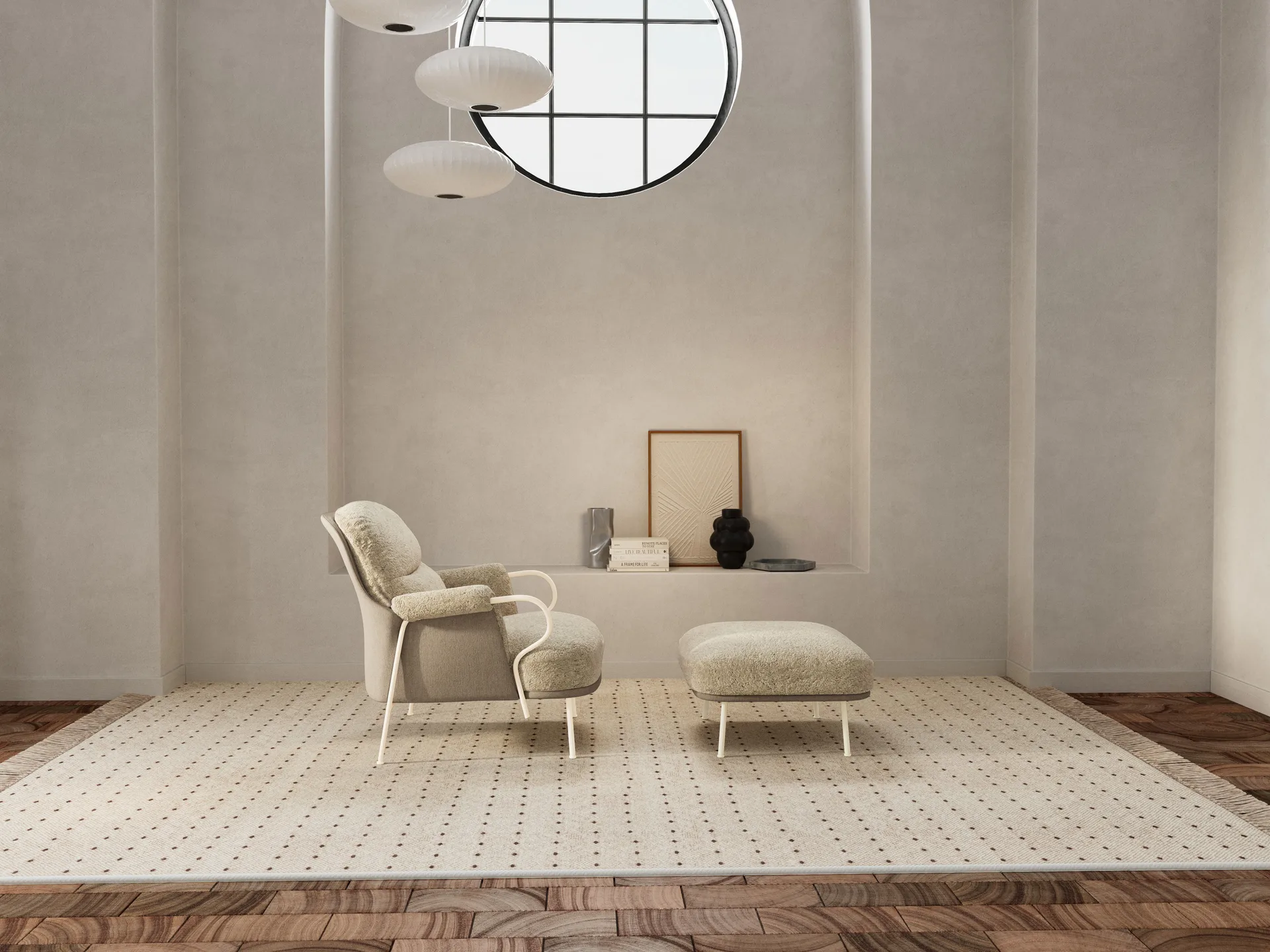 Lyra Loungesessel, Fell Mohawi-RAL1013 Fogia