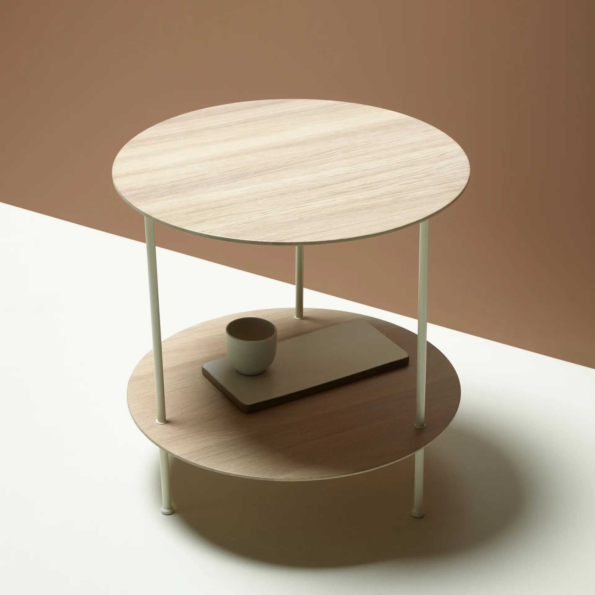 Pastille Tisch, Eiche lackiert, stativ in Perlgrau Fogia