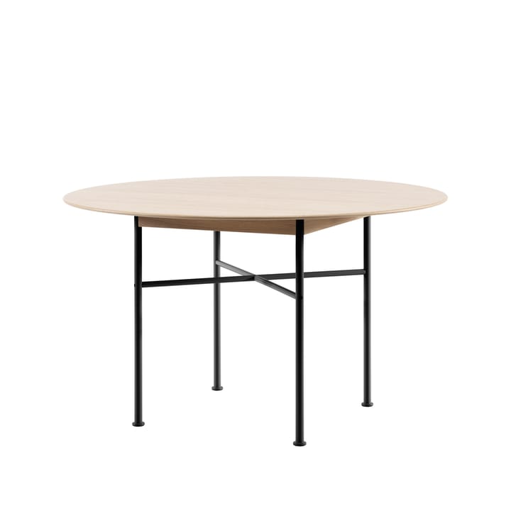 Supper Esstisch Eiche Ø127 cm - Eiche weißpigmentiert, schwarzer Unterbau - Fogia