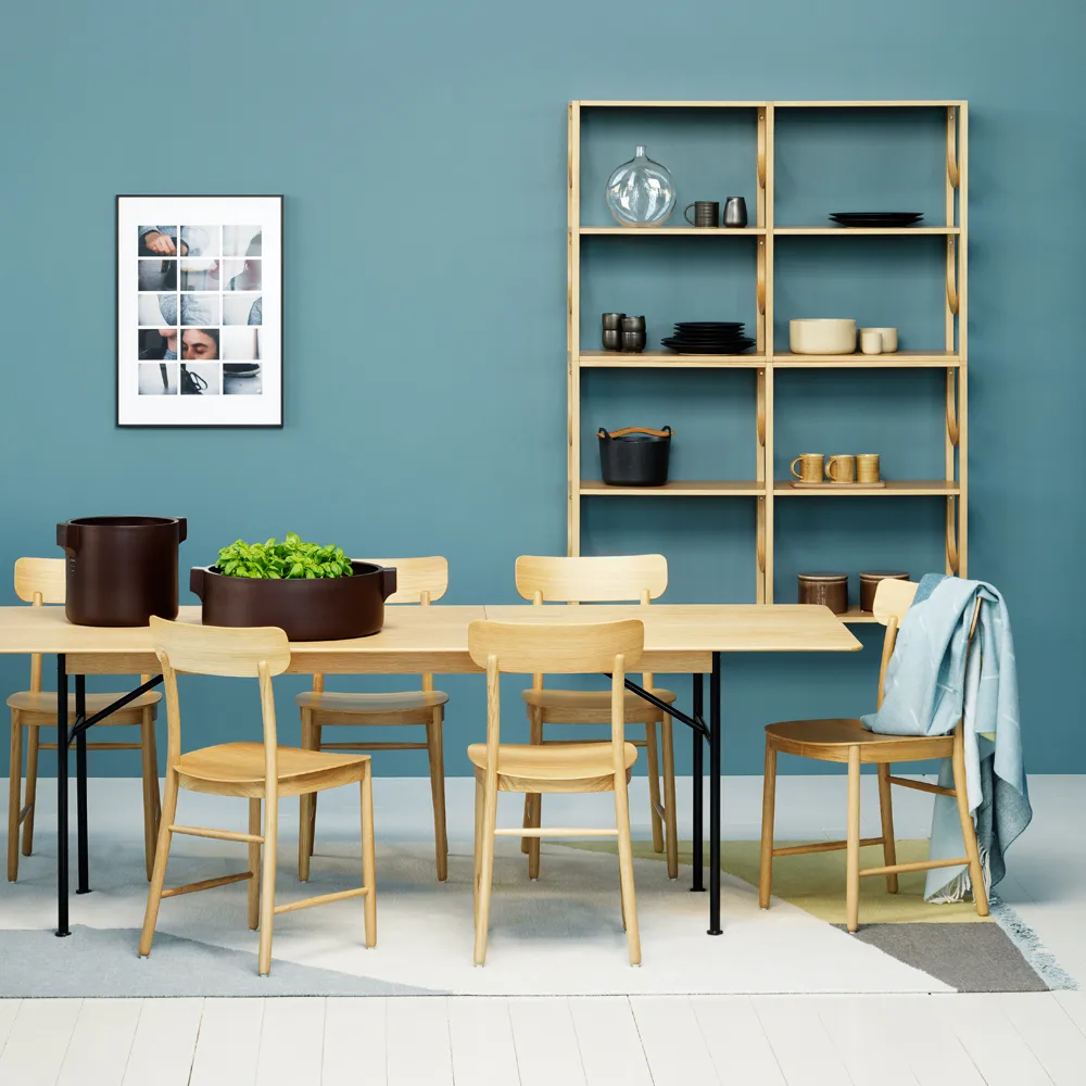 Supper Esstisch, Eiche Klarlack-2 Einlegeplatten 50 cm Fogia