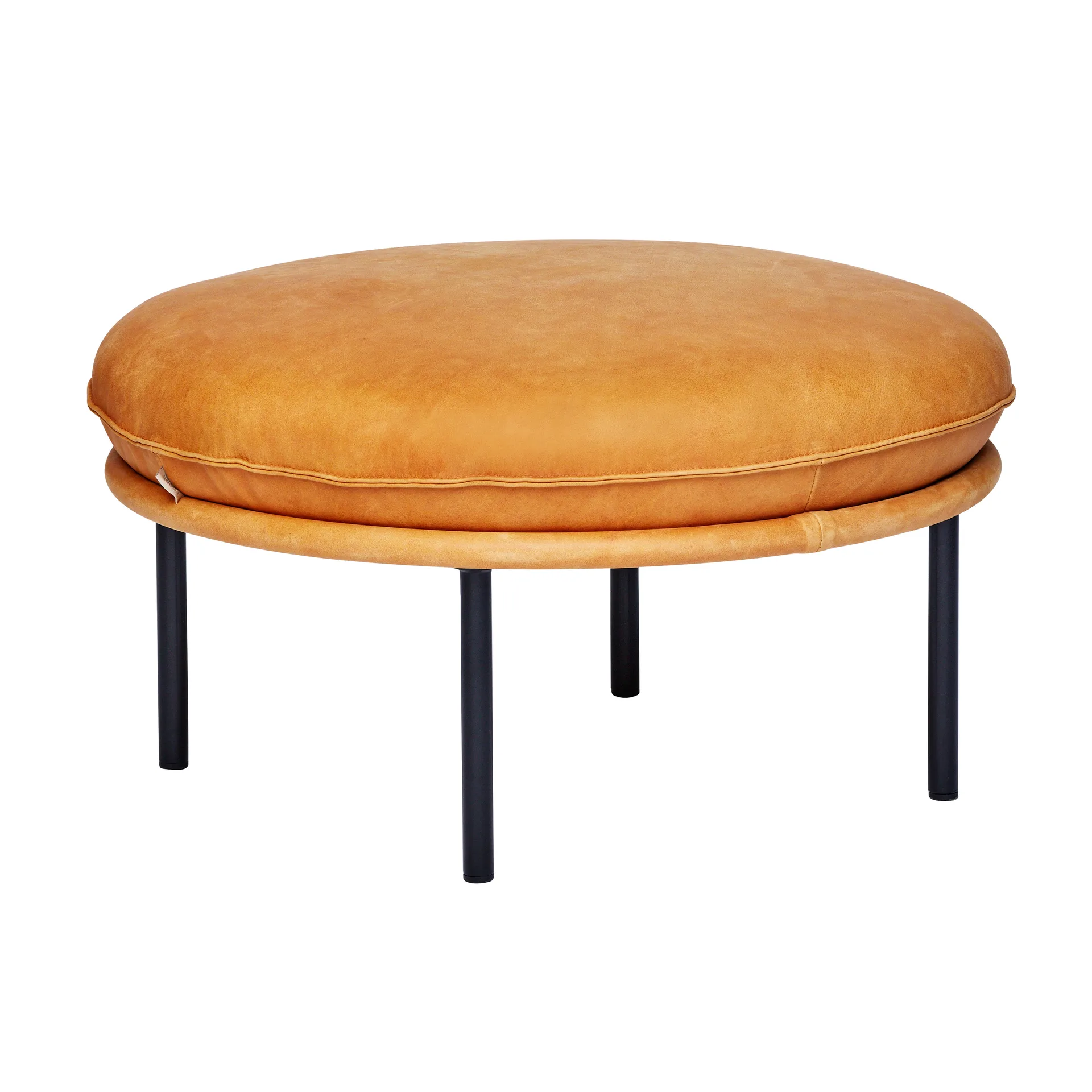 Tiki-Fußhocker, Vintage cognac-schwarze Stahlbeine Fogia