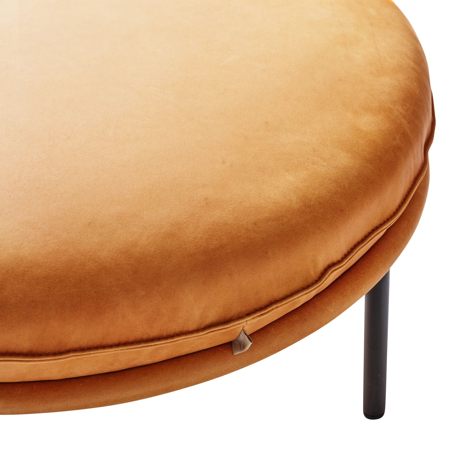 Tiki-Fußhocker, Vintage cognac-schwarze Stahlbeine Fogia