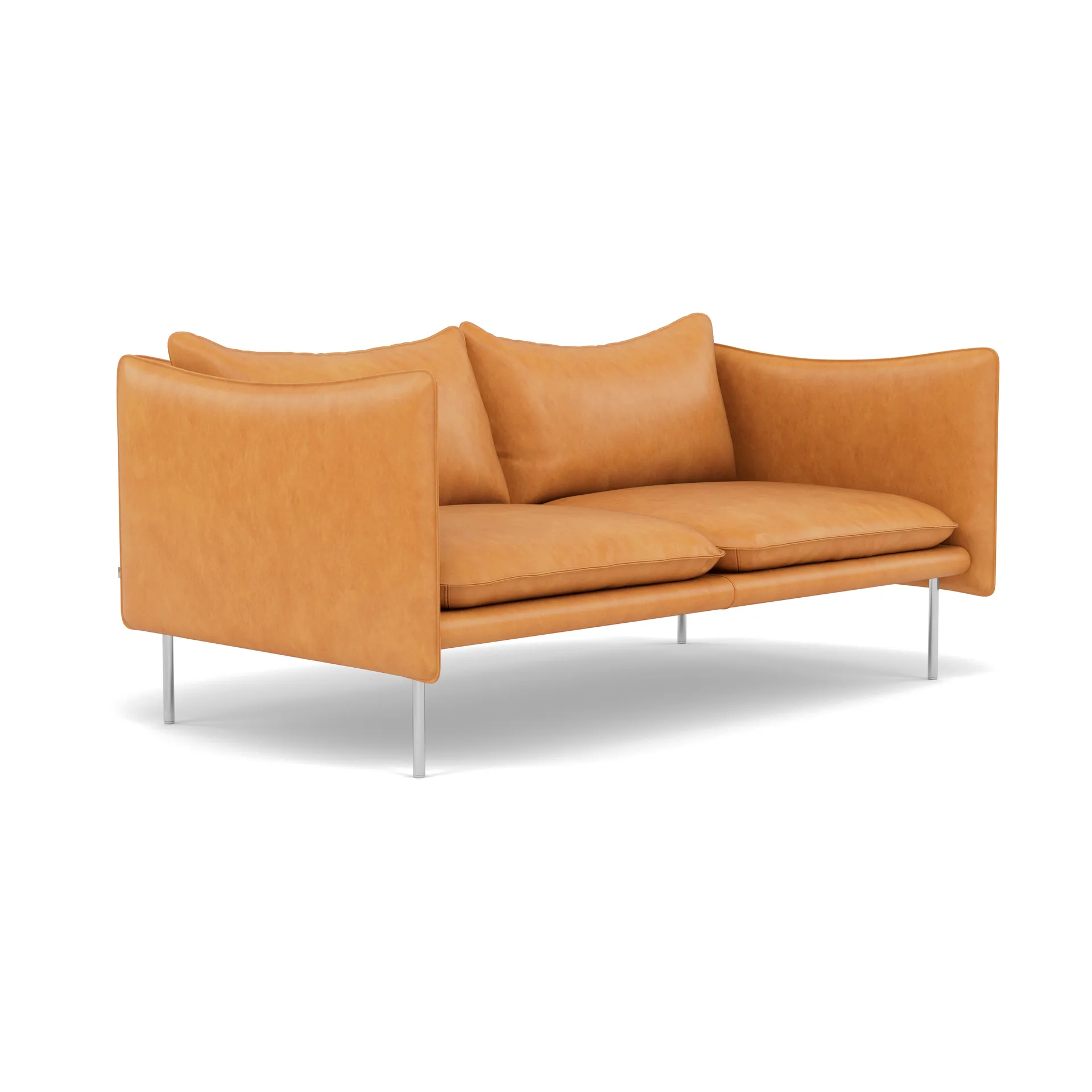 Tiki Sofa 2 Sitz, Vintage Cognac-polished stainless steel Fogia