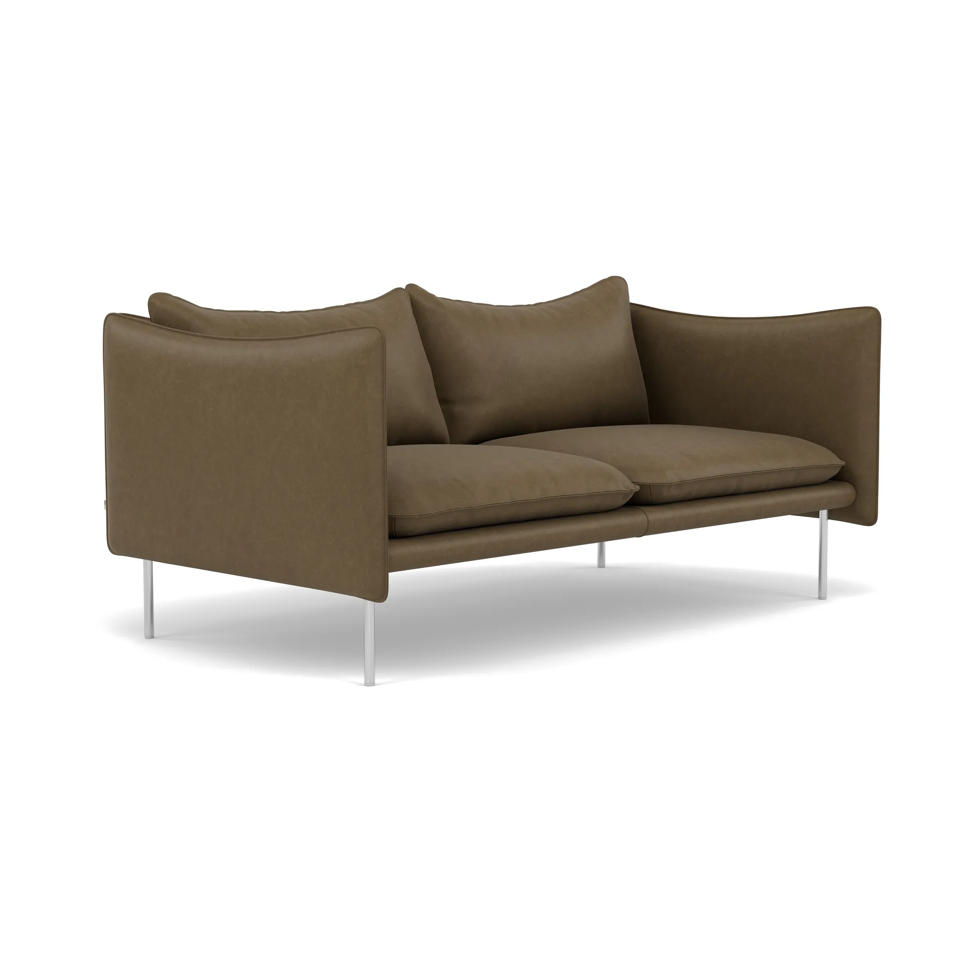 Tiki Sofa 2 Sitz, Vintage Tabacco-polished stainless steel Fogia