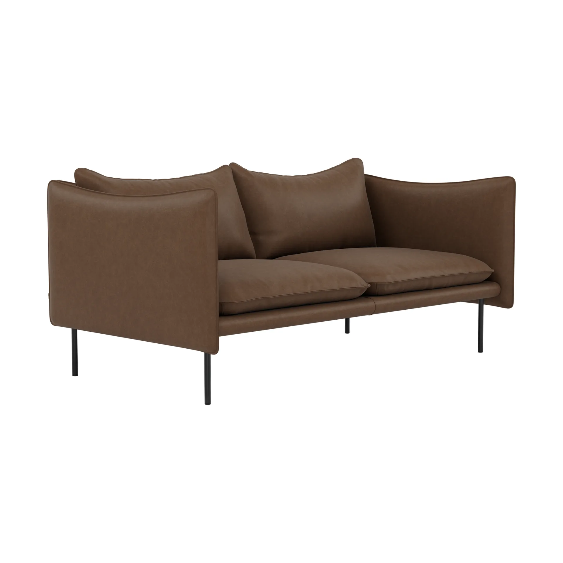 Tiki Sofa 2 Sitz, Vintage Tabacco-svarta stahlbein Fogia