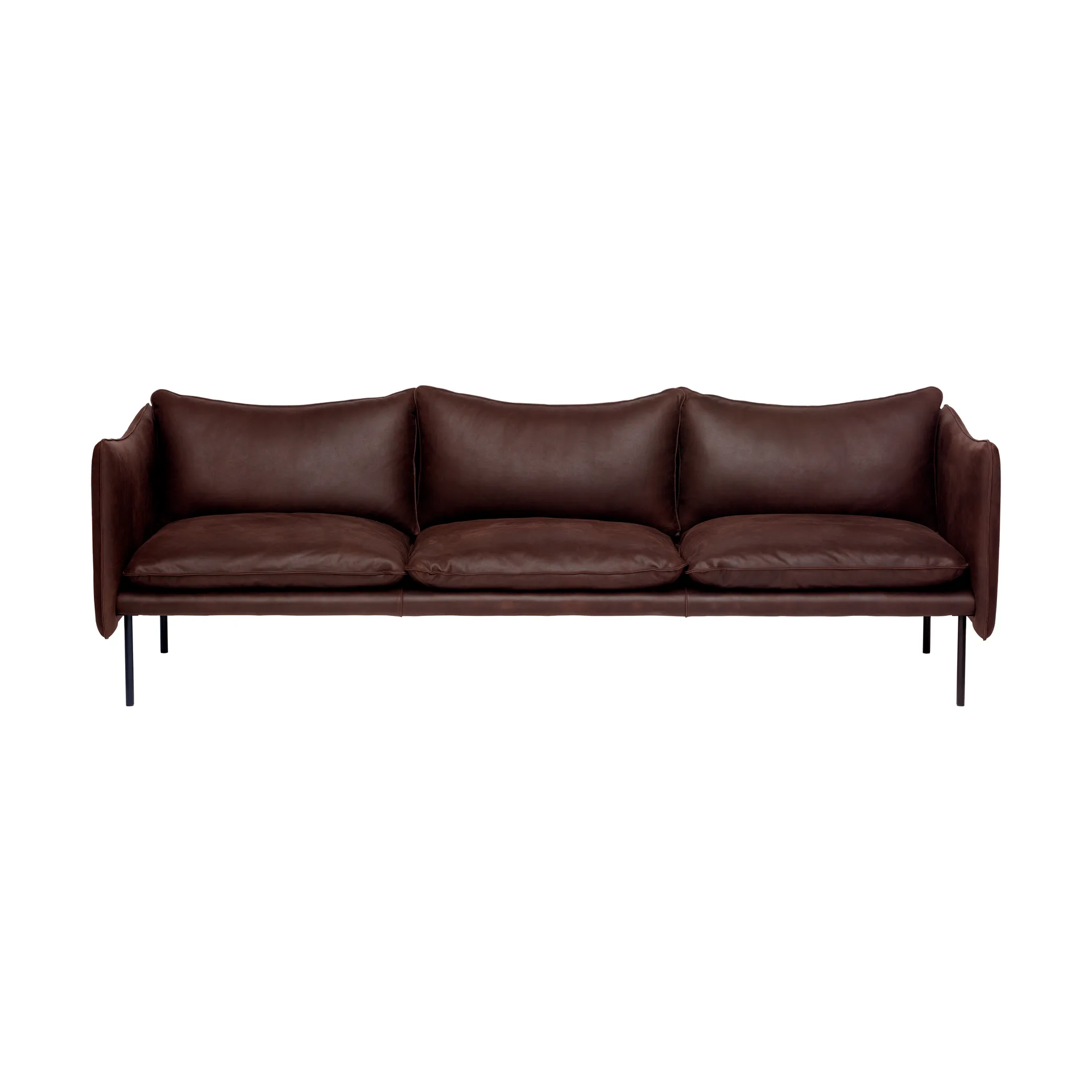 Tiki Sofa 3-Sitz, Leder Vintage Dark Chocolate – schwarze Metallbeine Fogia