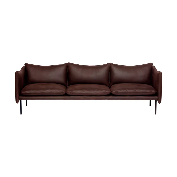 Tiki Sofa 3-Sitz - Leder Vintage Dark Chocolate – schwarze Metallbeine - Fogia