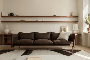 Tiki Sofa 3-Sitz - Leder Vintage Dark Chocolate – schwarze Metallbeine - Fogia