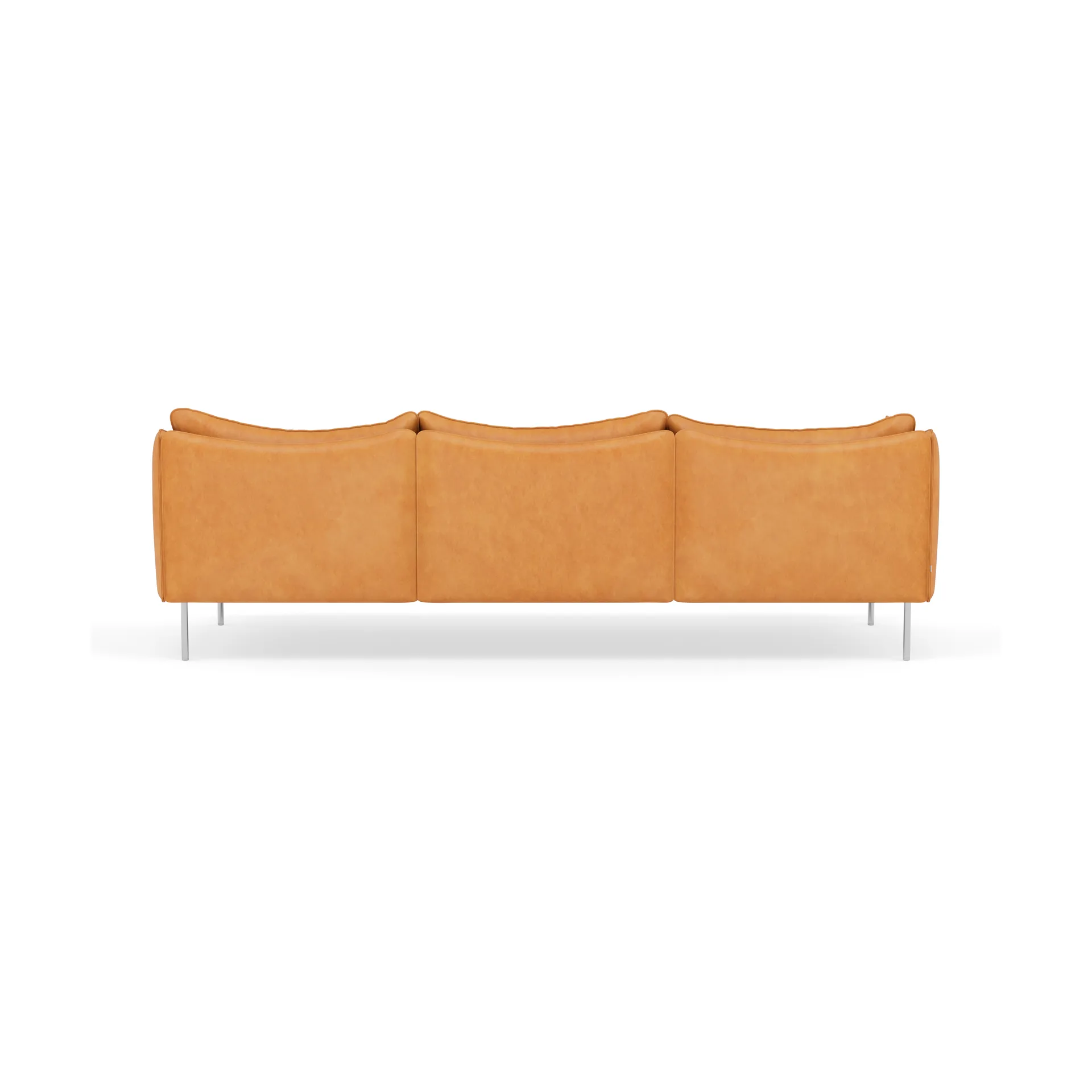 Tiki Sofa 3-Sitz, Vintage Cognac-polished stainless steel Fogia
