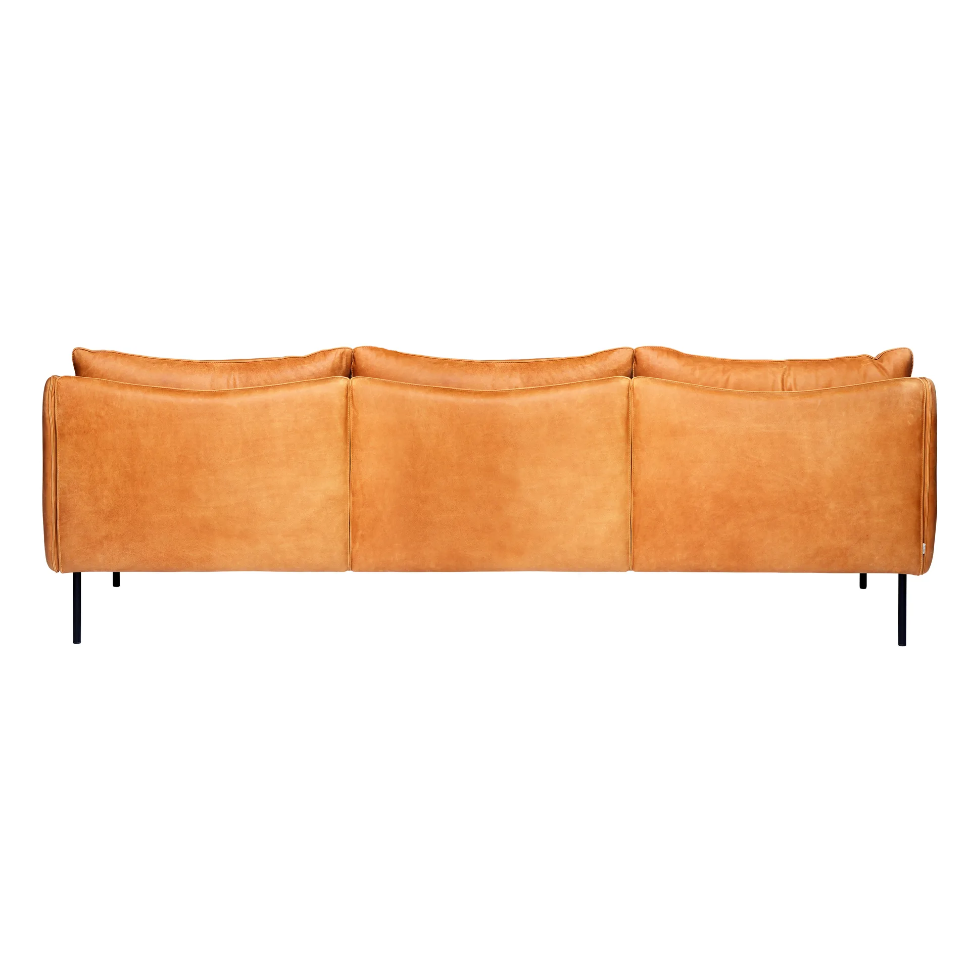 Tiki Sofa 3-Sitz, Vintage cognac-svarta Stahlbeine Fogia