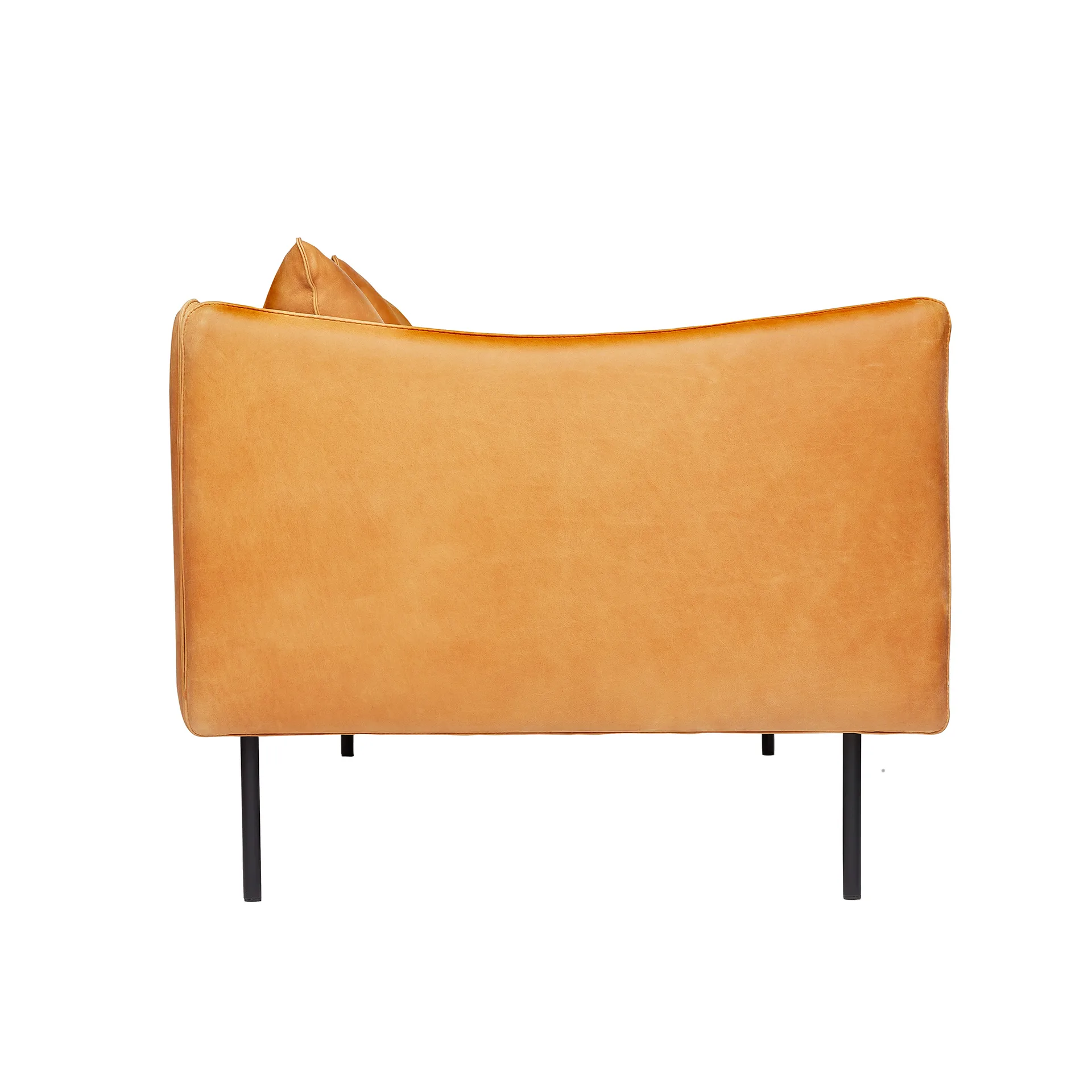 Tiki Sofa 3-Sitz, Vintage cognac-svarta Stahlbeine Fogia