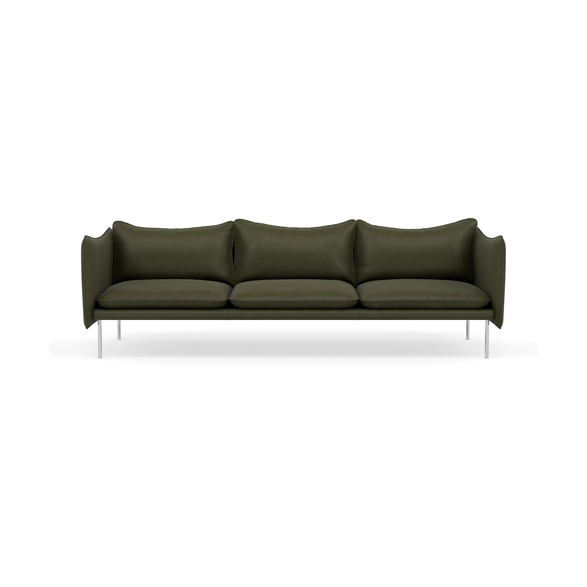 Tiki Sofa 3-Sitz, Vintage Olive-polished stainless steel Fogia