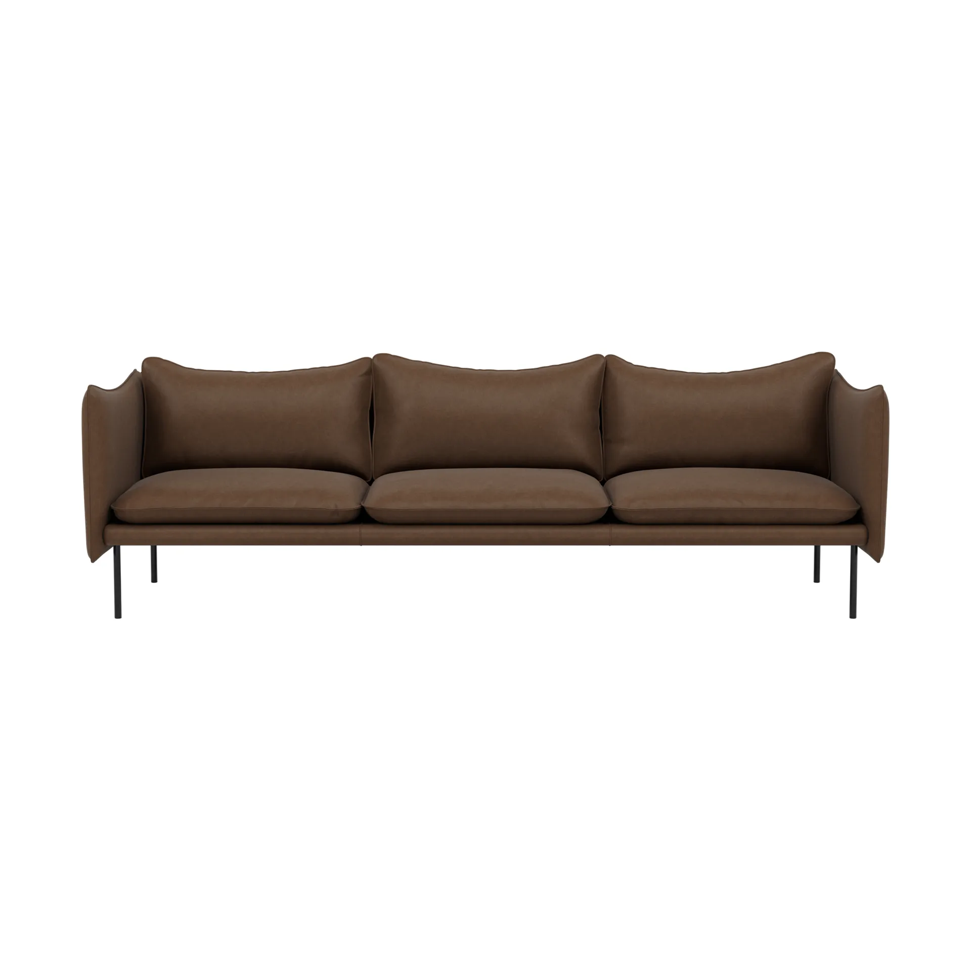 Tiki Sofa 3-Sitz, Vintage Tabacco-schwarz Stahlbein Fogia