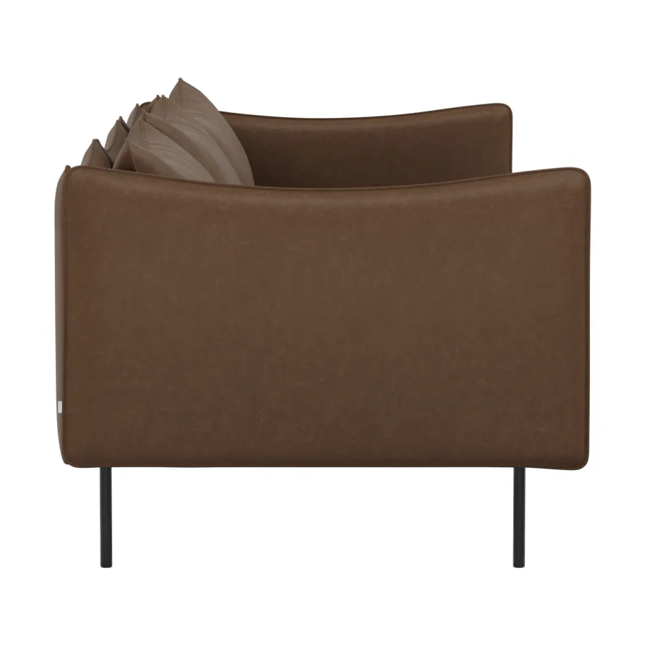 Tiki Sofa 3-Sitz, Vintage Tabacco-schwarz Stahlbein Fogia