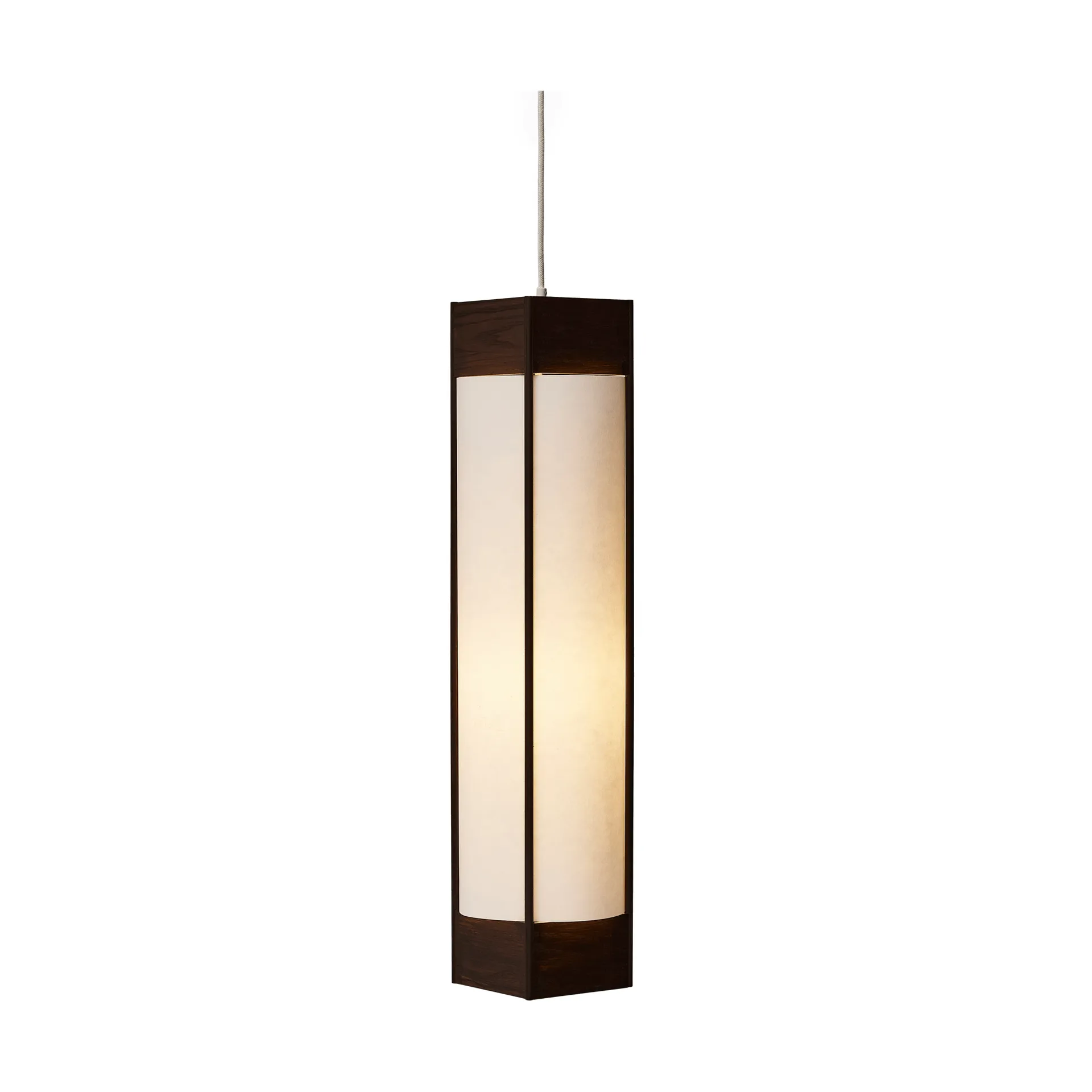 Andon Pendelleuchte, Dunkelbraune Esche, long Form & Refine