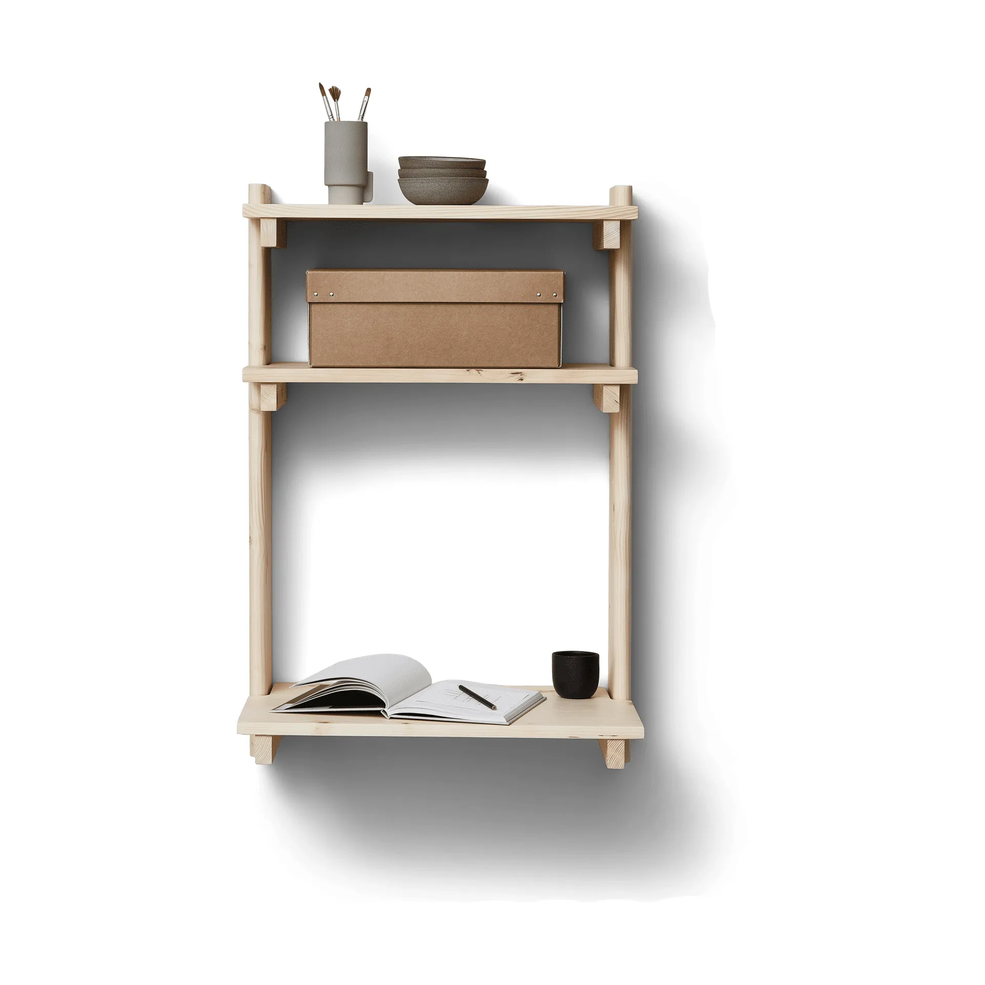 Beam Wandregal mit Schreibtisch, Kiefernholz Form & Refine