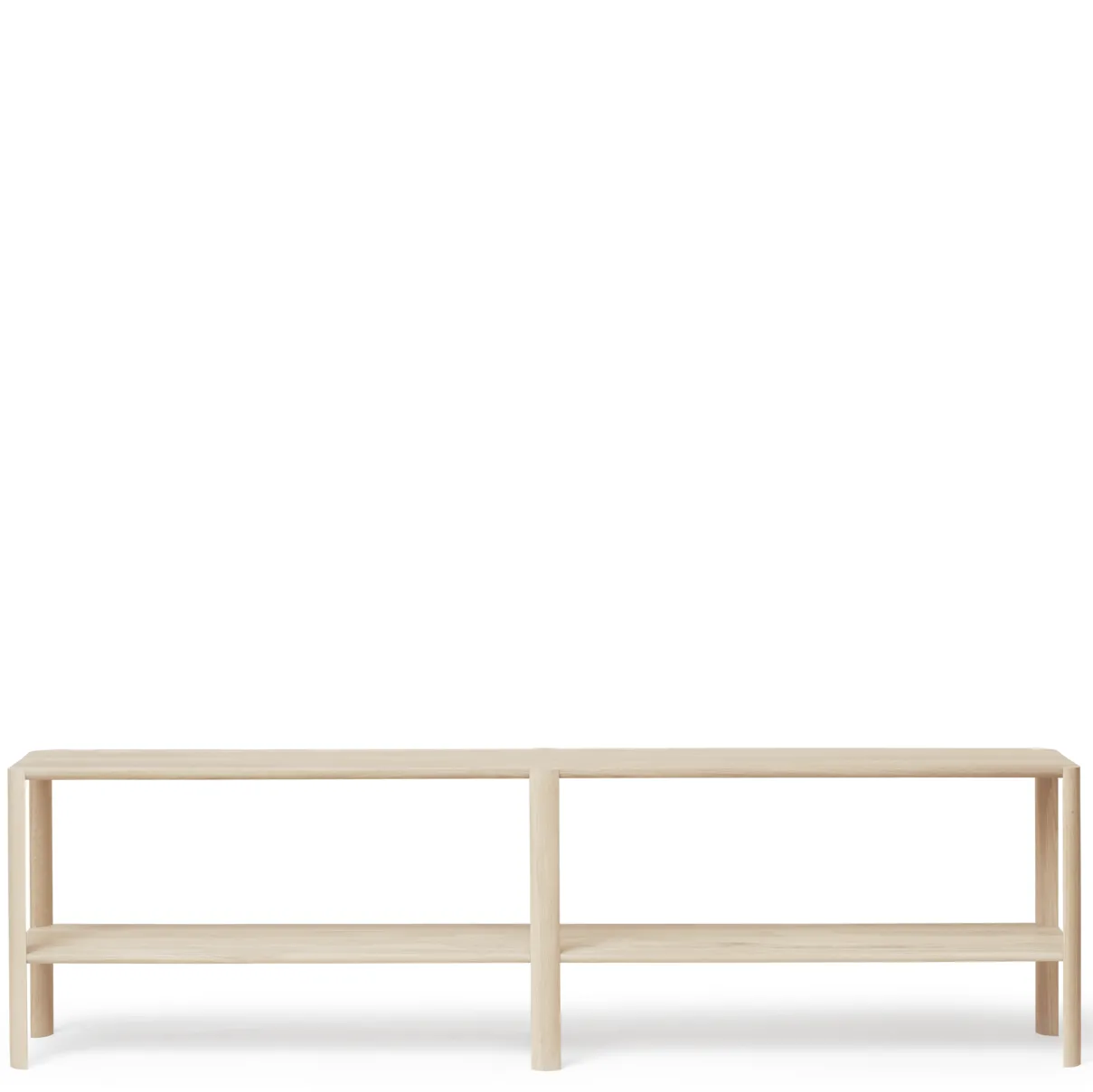 Leaf Regal 2 Ablagen 57x200 cm, Weiße Eiche Form & Refine