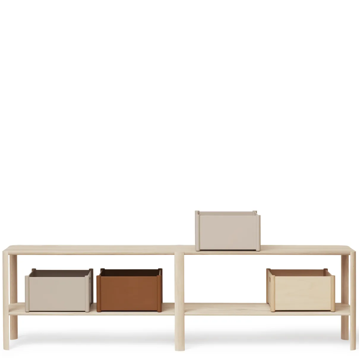 Leaf Regal 2 Ablagen 57x200 cm, Weiße Eiche Form & Refine