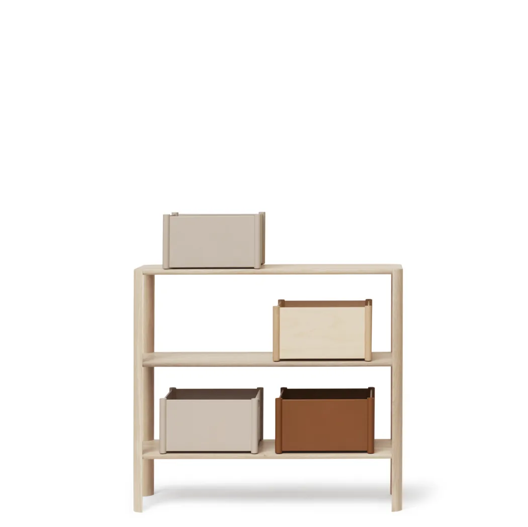 Leaf Regal 3 Ablagen 92x100 cm, Weiße Eiche Form & Refine