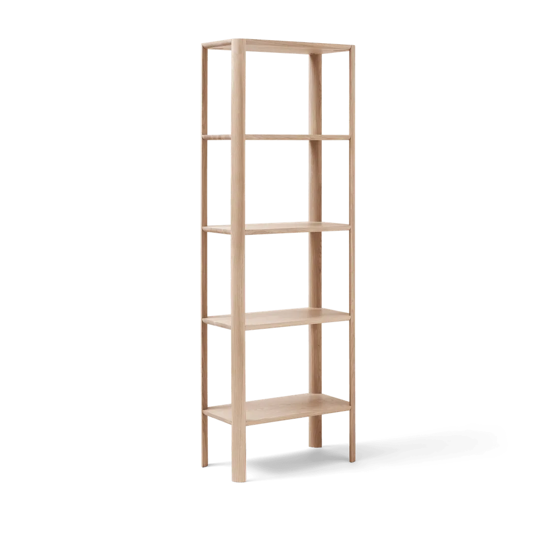 Leaf Regal 5 Ablagen 55x162 cm, Weiße Eiche Form & Refine