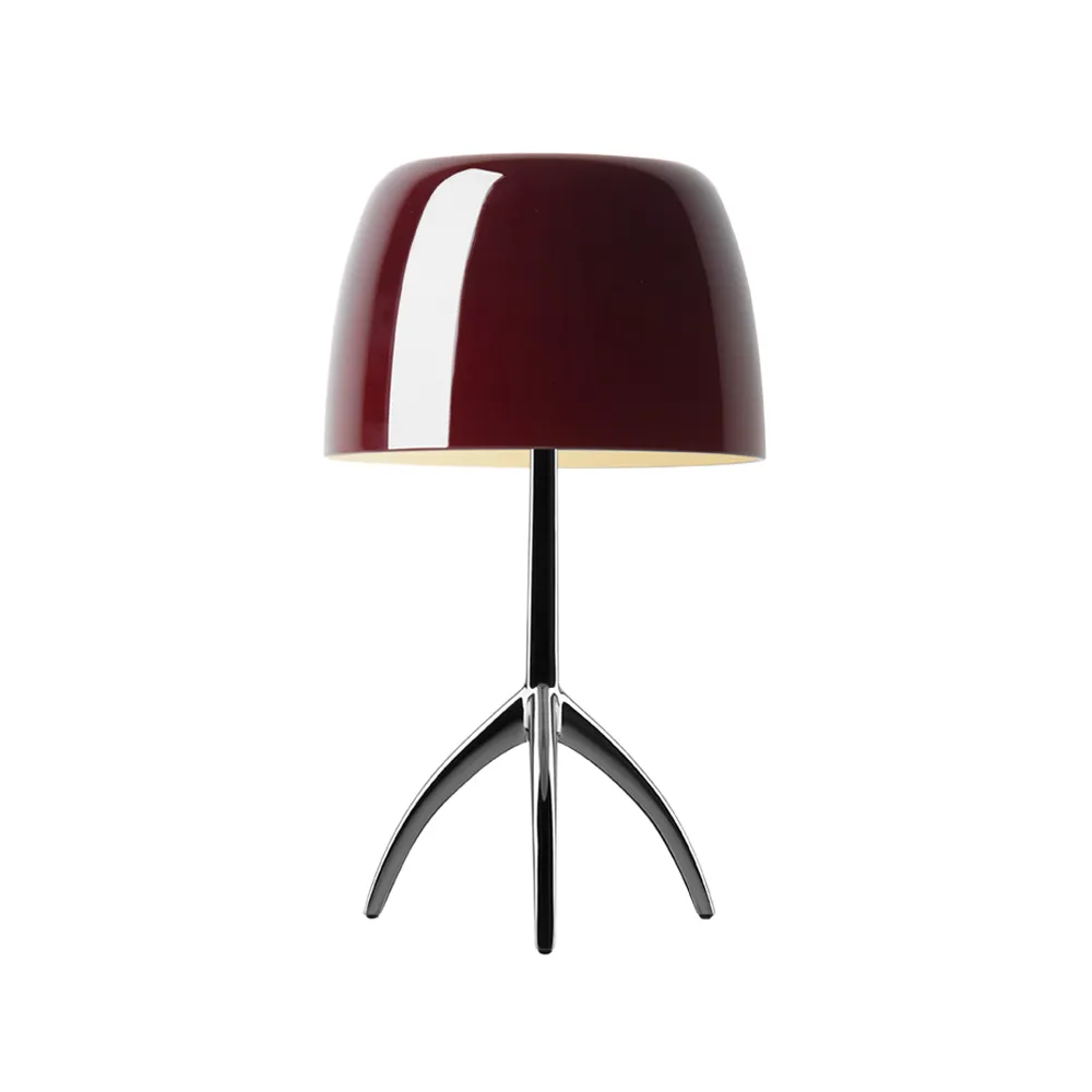 Lumiere Grande dimmbare Tischleuchte, kirschrot, schwarzchrom Foscarini