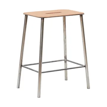 Adam Hocker - Raw steel-natural leather, H:50 cm - FRAMA