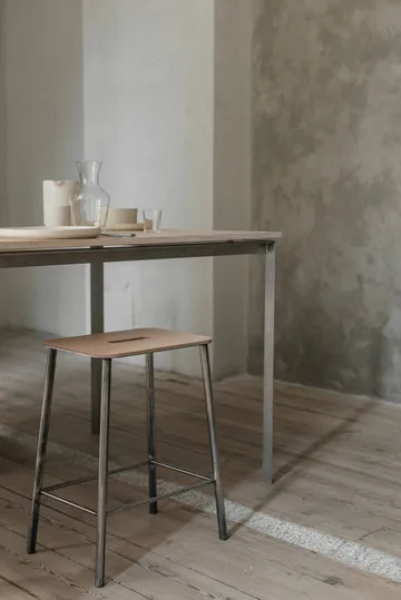 Adam Hocker - Raw steel-natural leather, H:50 cm - FRAMA