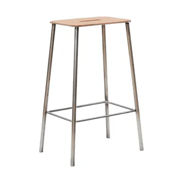 Adam Hocker - Raw steel-natural leather, H:65 cm - FRAMA