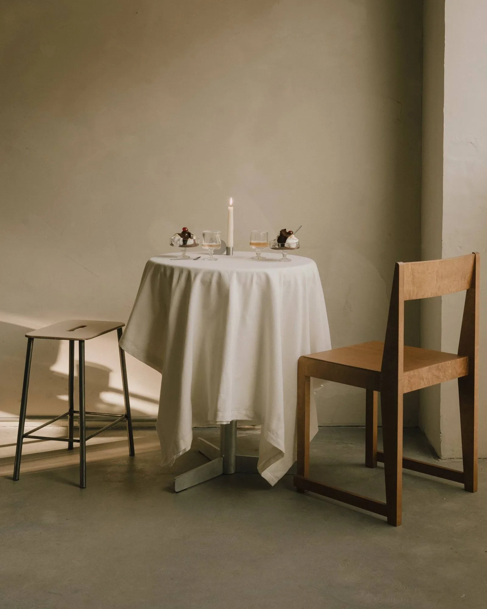 Adam Hocker, Raw steel-natural leather, H:65 cm FRAMA
