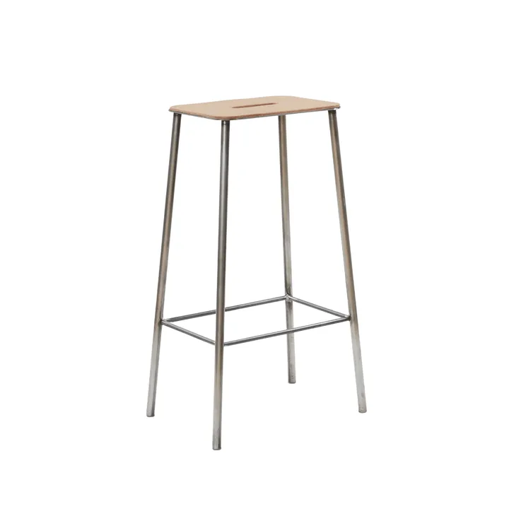 Adam pall - Raw steel-natural leather, H:76 cm - FRAMA
