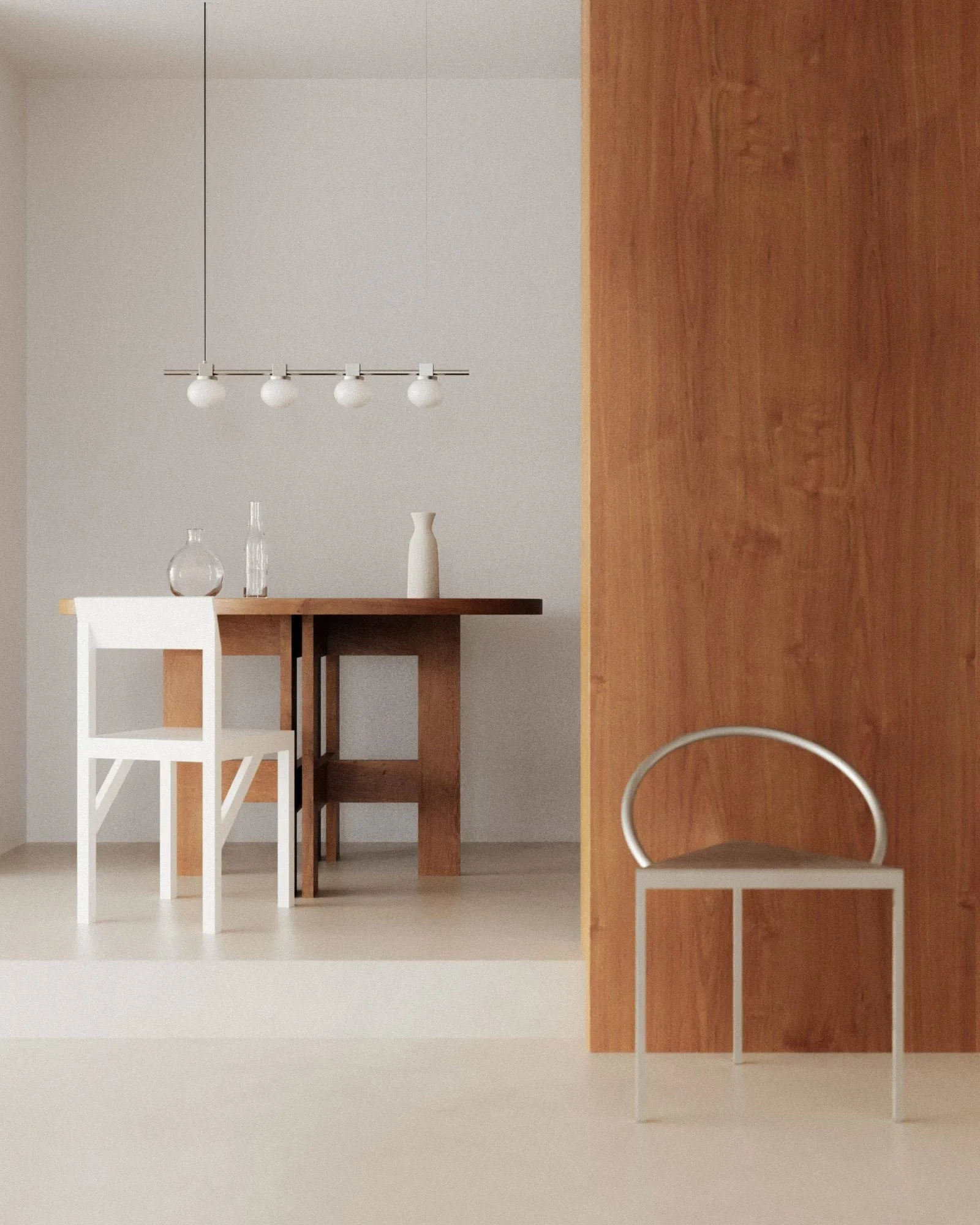 Ovoid Pendant Light Quadruple Pendelleuchte, Edelstahl, Opalglas FRAMA