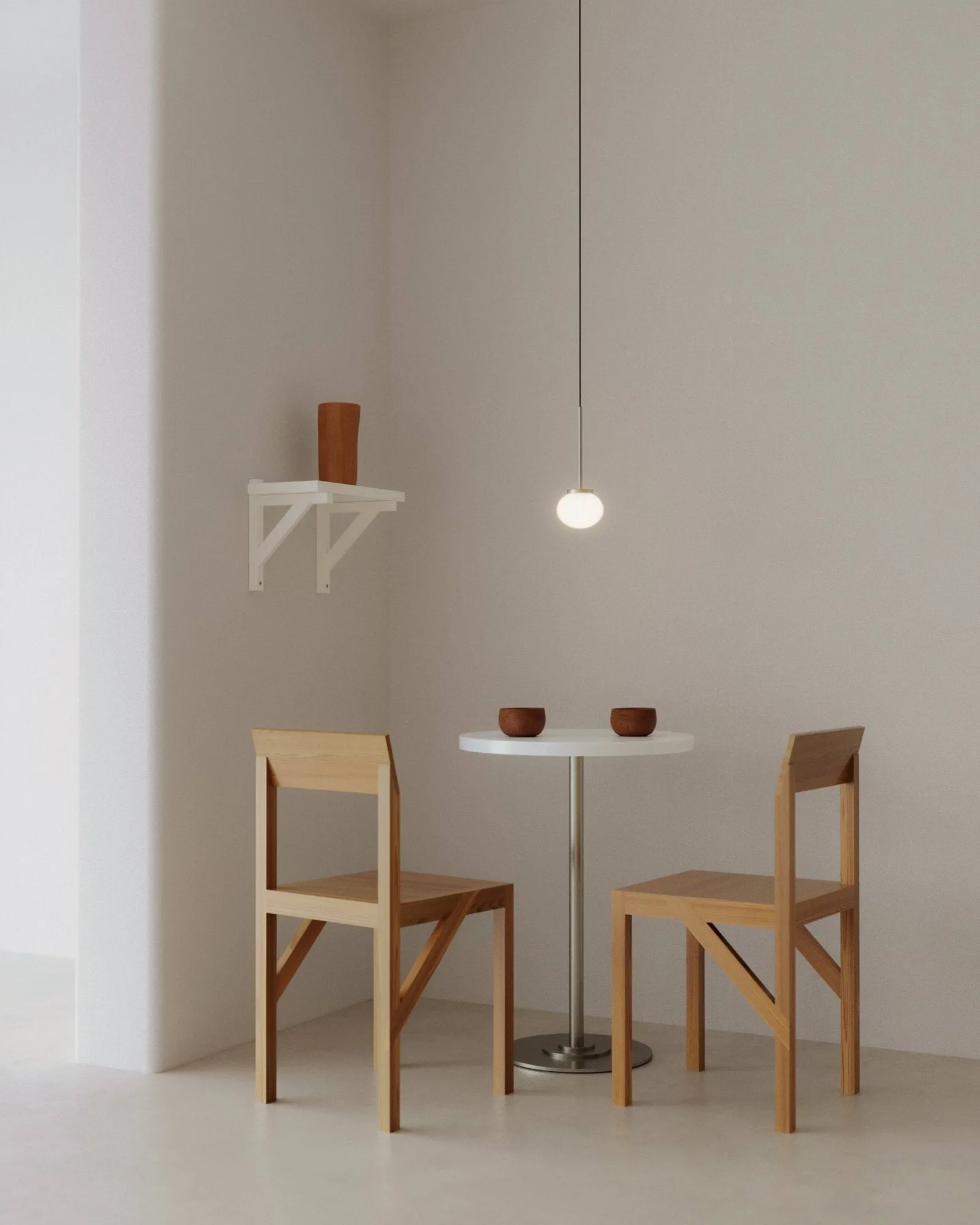 Ovoid Pendant Light Single Pendelleuchte, Edelstahl, Opalglas FRAMA