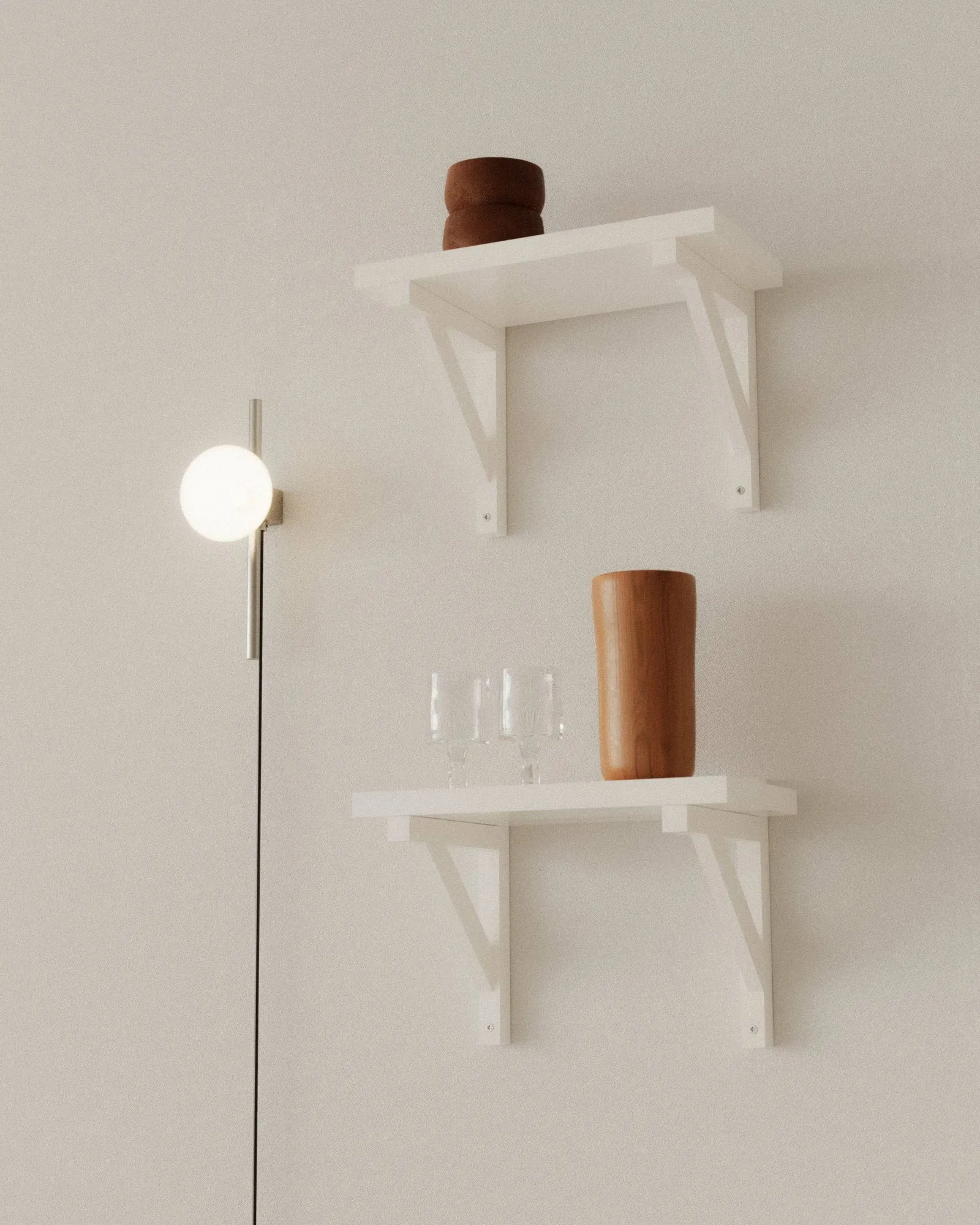 Ovoid Single Wandleuchte, Edelstahl-Opalglas FRAMA