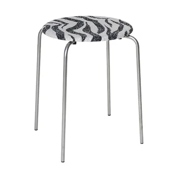 Petit Rond runder Hocker - Edelstahl-Stoff Zebra - FRAMA