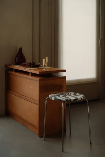 Petit Rond runder Hocker - Edelstahl-Stoff Zebra - FRAMA