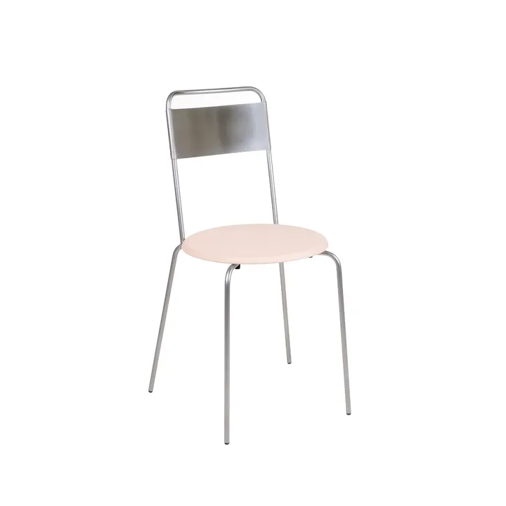 Petit Rond Stuhl - Edelstahl-Leder Natural - FRAMA