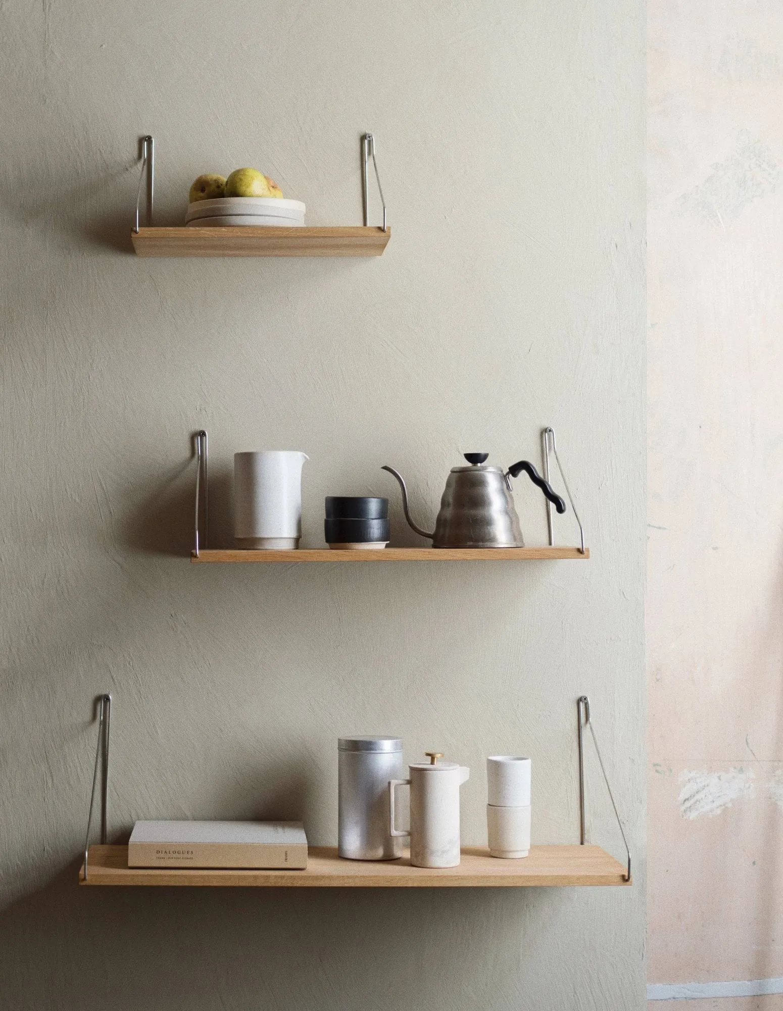 Single Shelf Wandregal, Eiche-Edelstahl, 60x20 cm FRAMA