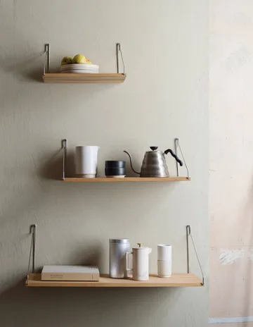 Single Shelf Wandregal - Eiche-Edelstahl, 60x20 cm - FRAMA