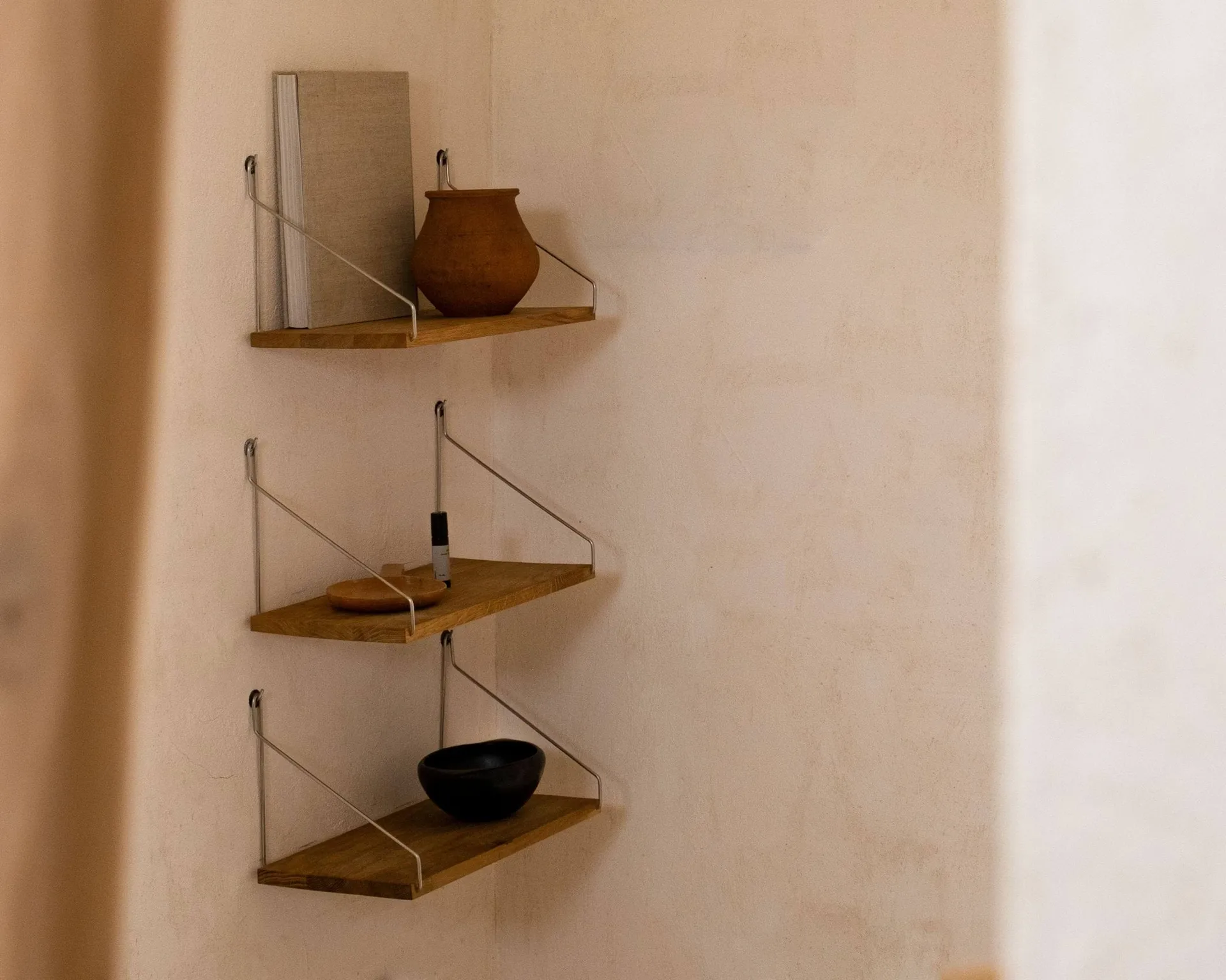 Single Shelf Wandregal, Eiche-Edelstahl, 80x20 cm FRAMA