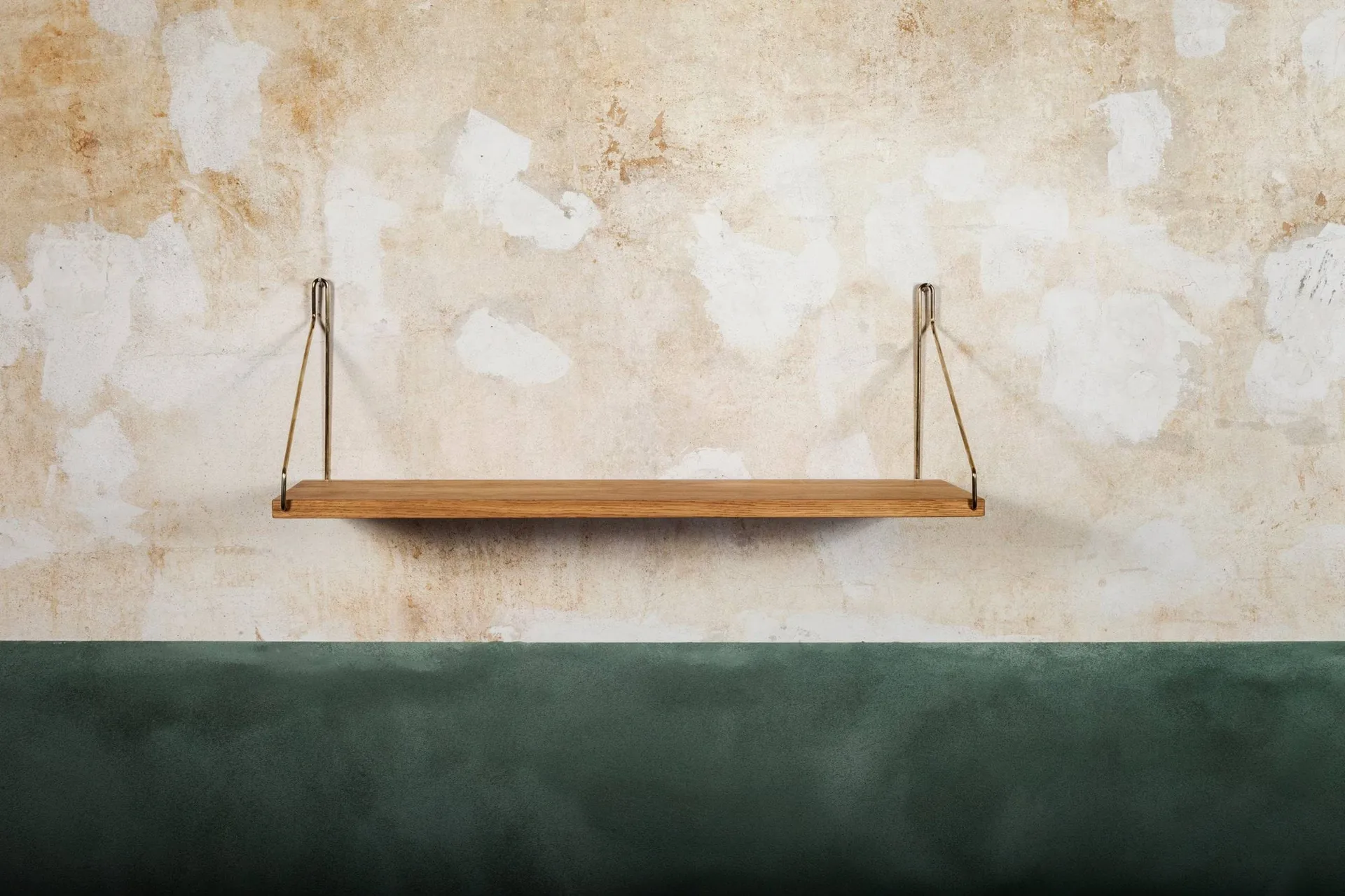 Single Shelf Wandregal, Eiche-Messing, 60x20 cm FRAMA