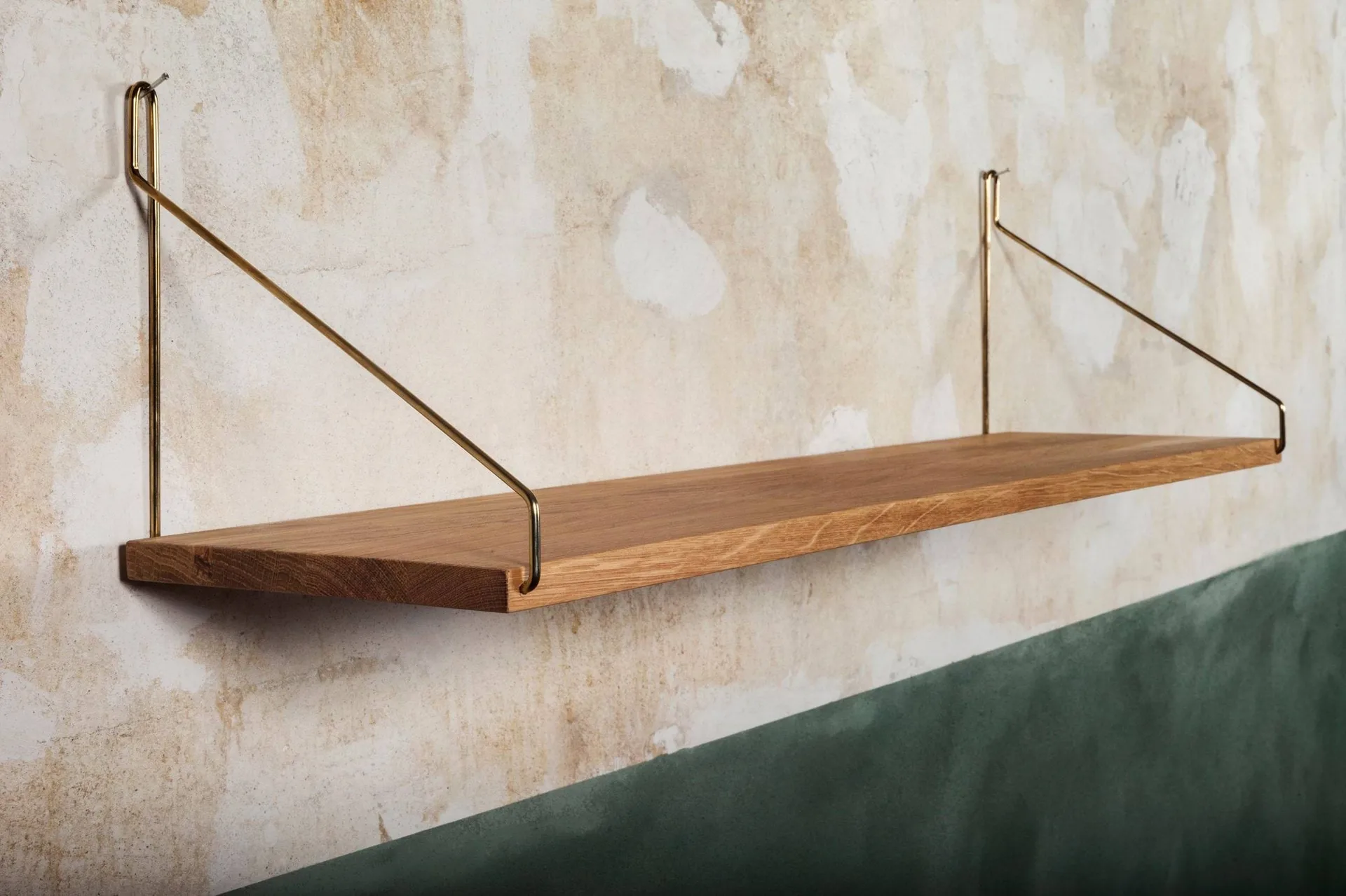 Single Shelf Wandregal, Eiche-Messing, 80x20 cm FRAMA
