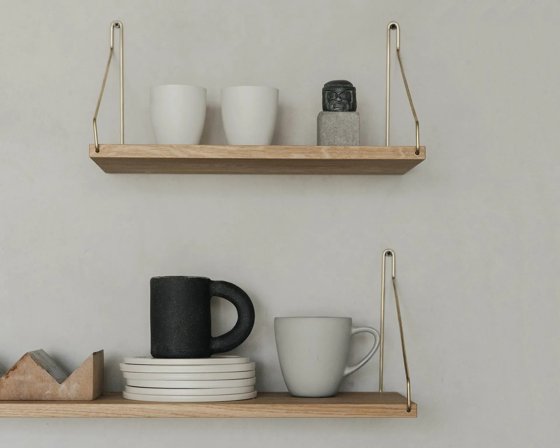 Single Shelf Wandregal, Eiche-Messing, 80x20 cm FRAMA