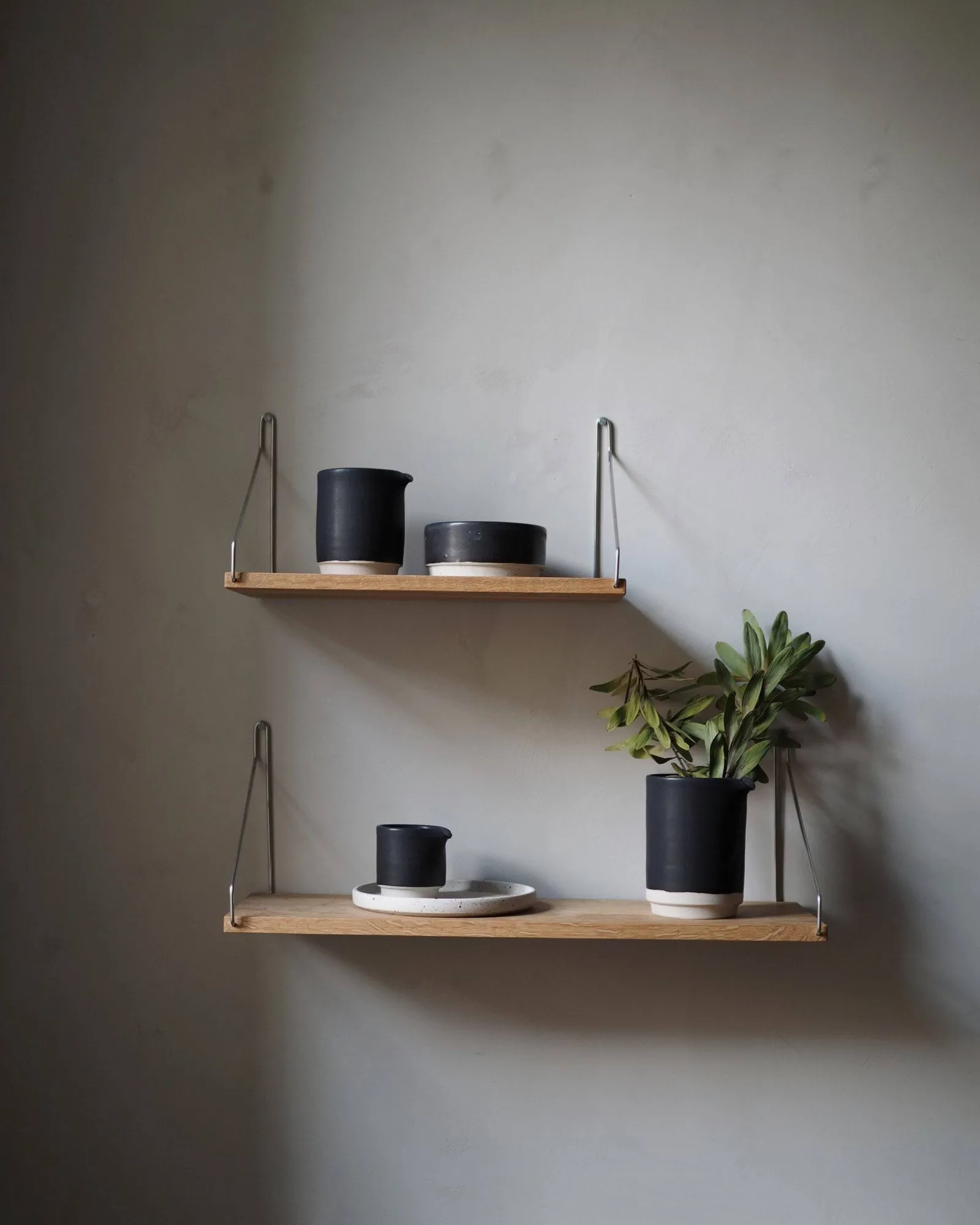 Single Shelf Wandregal, Eiche-Schwarz, 60x20 cm FRAMA