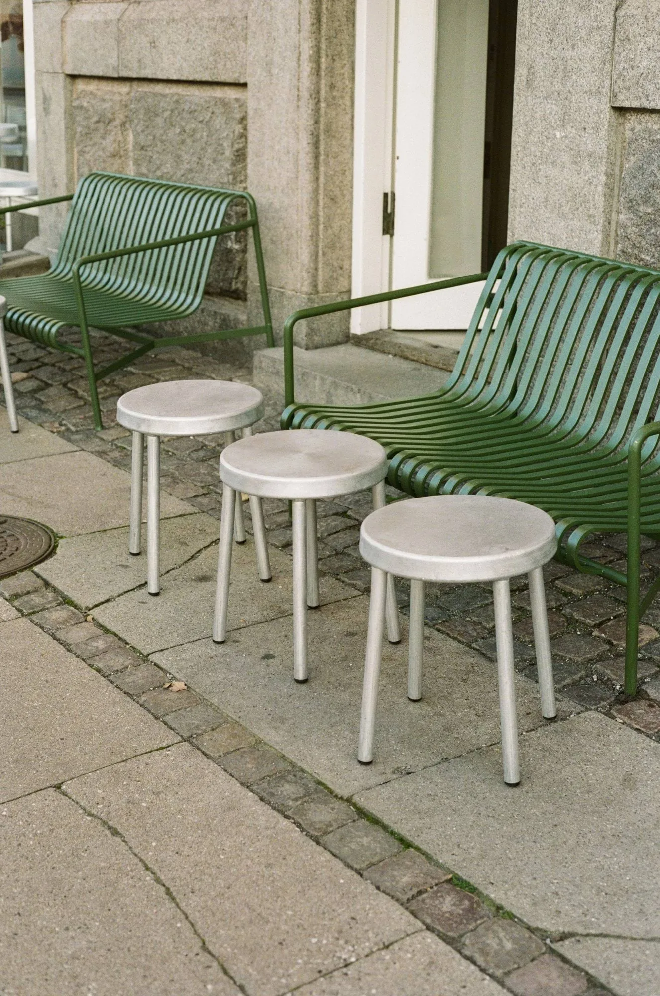 Tasca runder Hocker, Aluminium, H: 46 cm FRAMA
