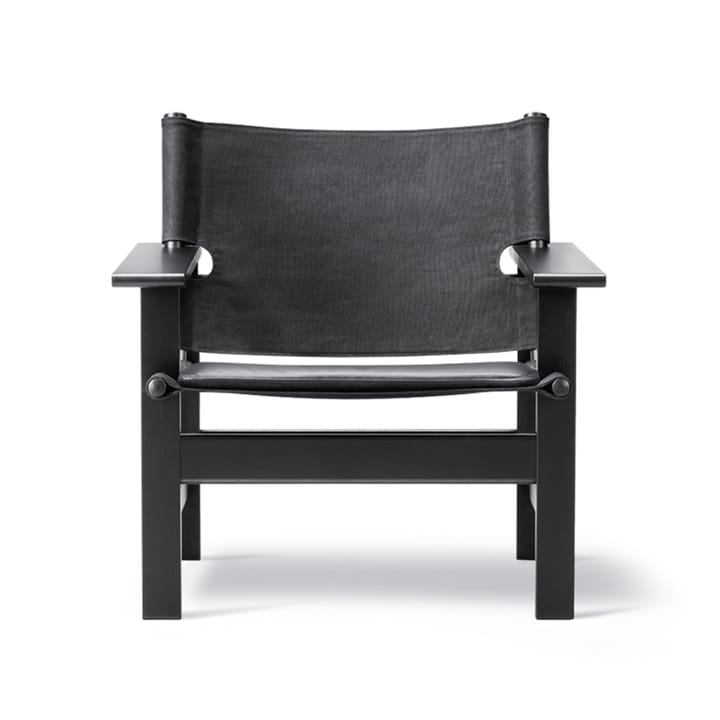 Canvas Chair Sessel - Canvas schwarz-schwarzlackierte Eiche, inkl. schwarz-leder Kissen - Fredericia Furniture