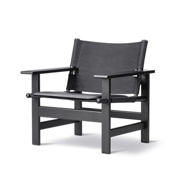 Canvas Chair Sessel - Canvas schwarz-schwarzlackierte Eiche, inkl. schwarz-leder Kissen - Fredericia Furniture