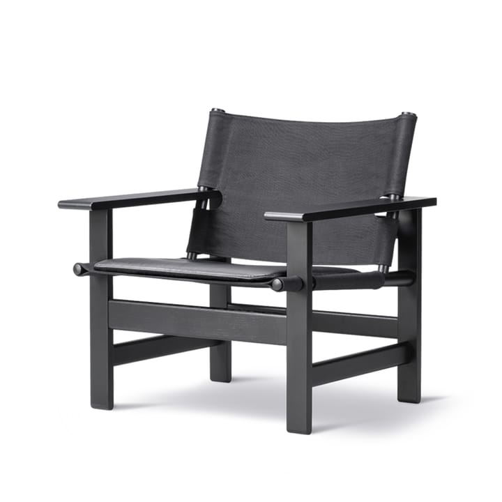 Canvas Chair Sessel, Canvas schwarz-schwarzlackierte Eiche, inkl. schwarz-leder Kissen Fredericia Furniture