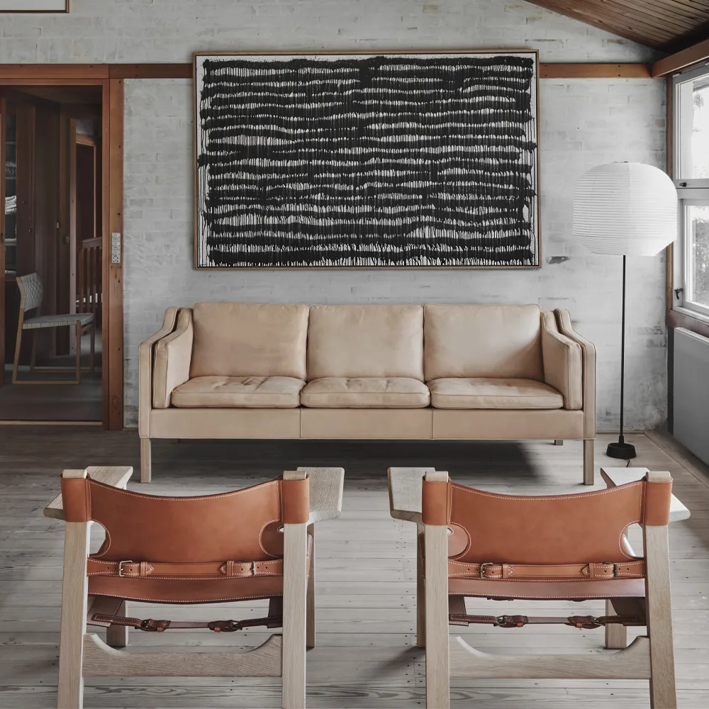 Der Spanische Stuhl, Leder cognac-såpad Eichenholz Fredericia Furniture