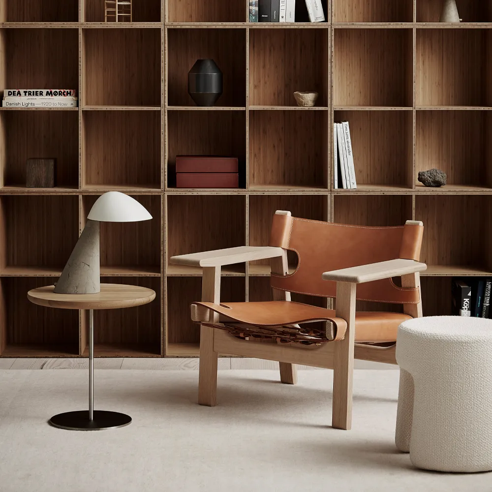 Der Spanische Stuhl, Leder cognac-såpad Eichenholz Fredericia Furniture