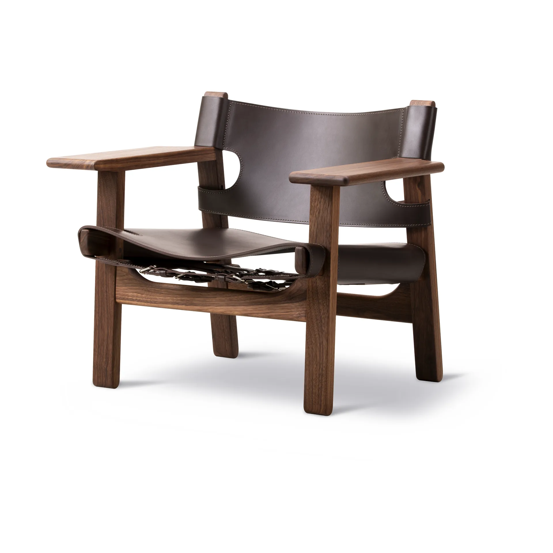 Der Spanische Stuhl, Leder dunkelbraun-geölt Nussbaum Fredericia Furniture